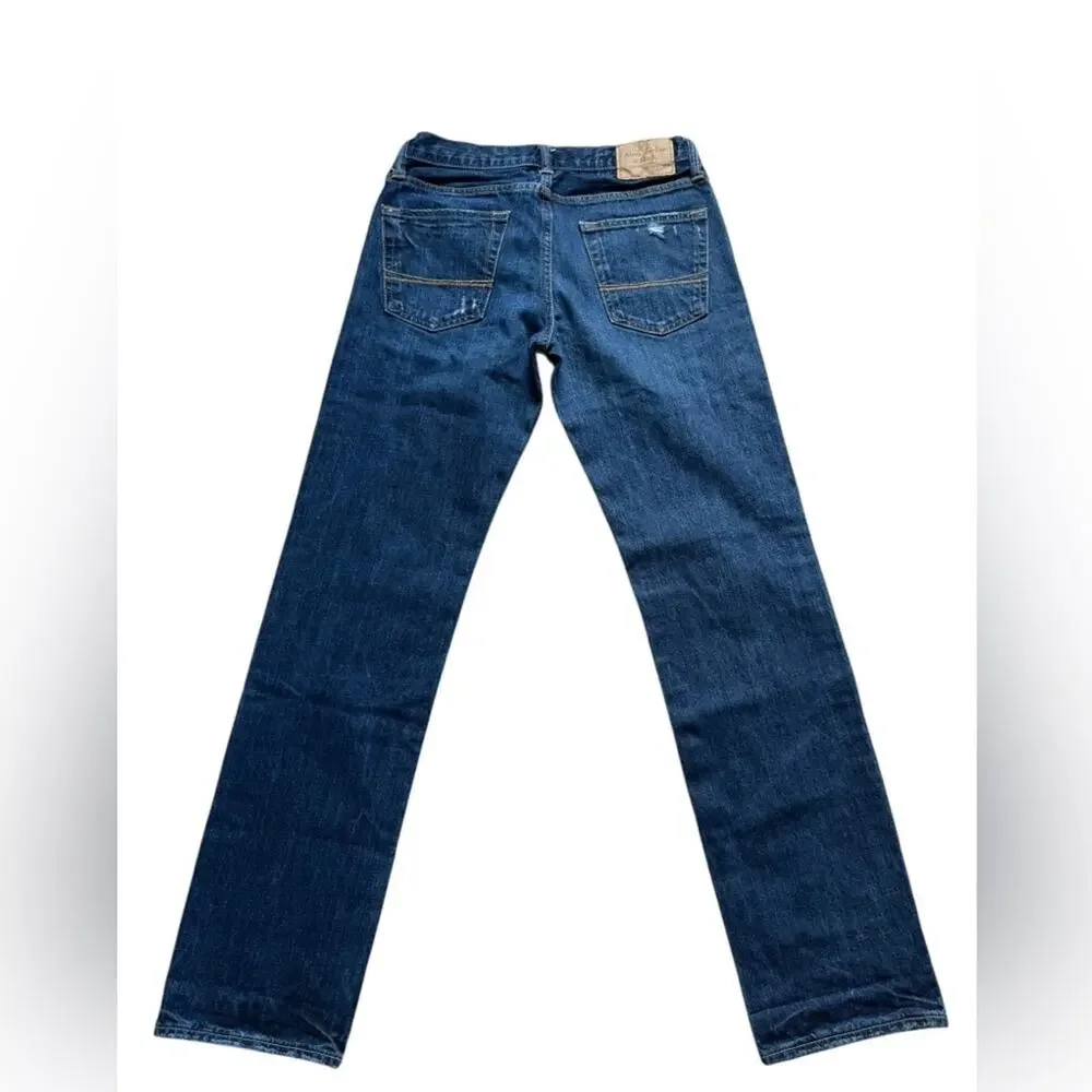 Abercrombie & Fitch Men’s 30x32 Slim straight jeans distressed blue Cotton